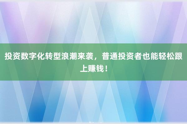 投资数字化转型浪潮来袭，普通投资者也能轻松跟上赚钱！