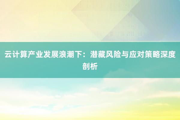 云计算产业发展浪潮下：潜藏风险与应对策略深度剖析