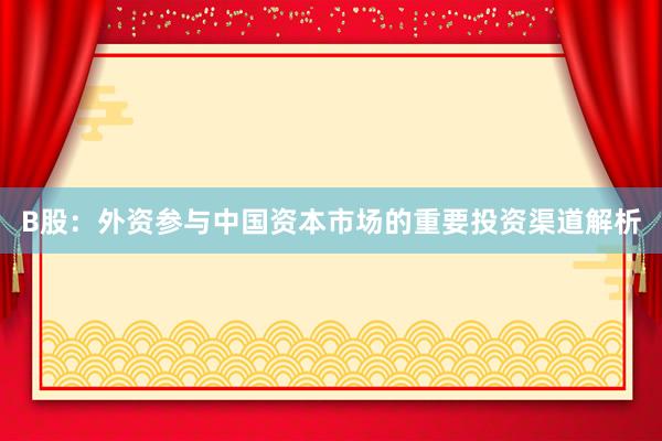B股：外资参与中国资本市场的重要投资渠道解析
