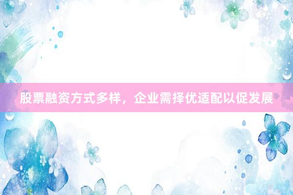 股票融资方式多样，企业需择优适配以促发展