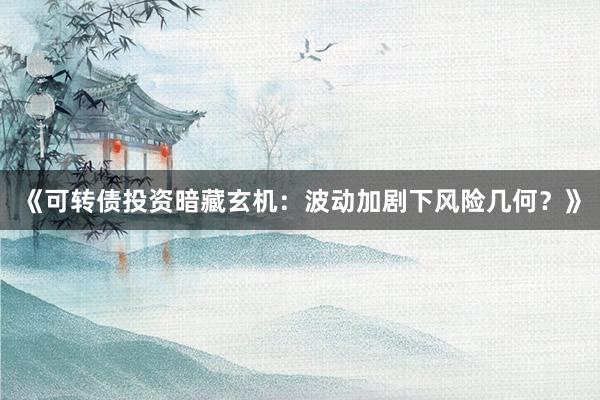 《可转债投资暗藏玄机：波动加剧下风险几何？》