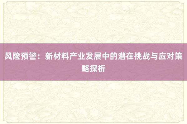 风险预警：新材料产业发展中的潜在挑战与应对策略探析