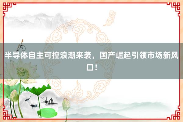 半导体自主可控浪潮来袭，国产崛起引领市场新风口！