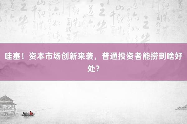 哇塞！资本市场创新来袭，普通投资者能捞到啥好处？